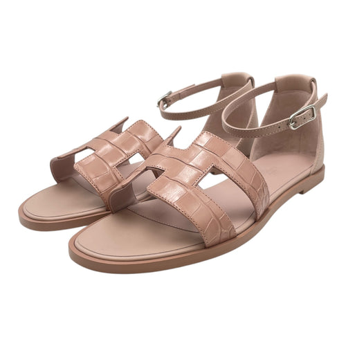 Santorini 37 Rose Porcelaine Sandals in Shiny Alligator