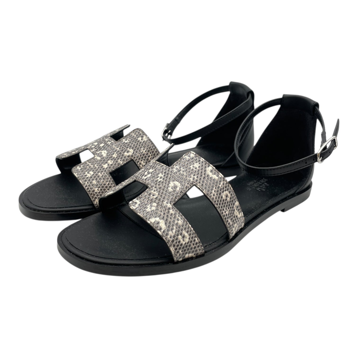 Santorini 37 Ombre/Black Sandals in Lizard Varanus Niloticus