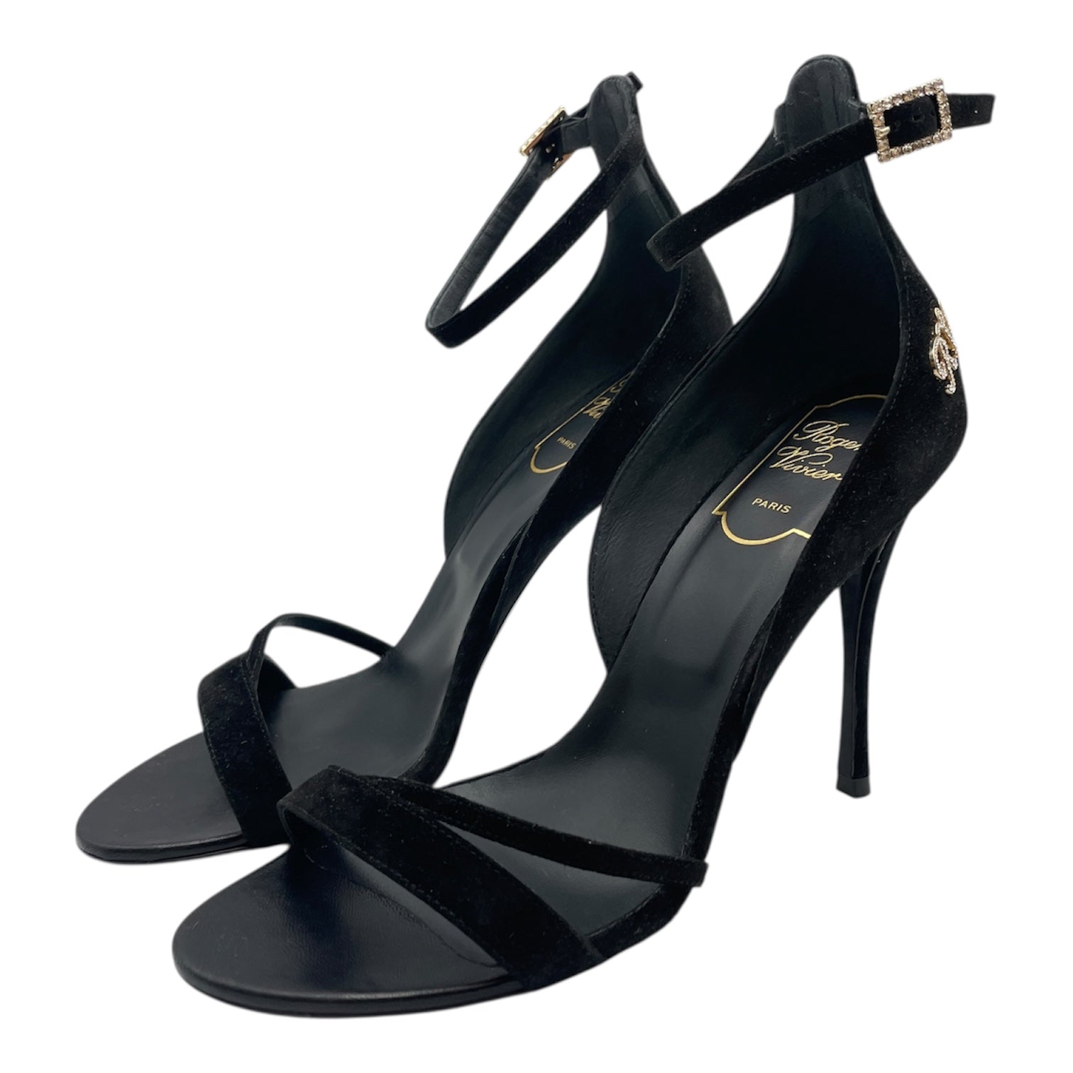 Suede 37 Black Heels , Gold hardware