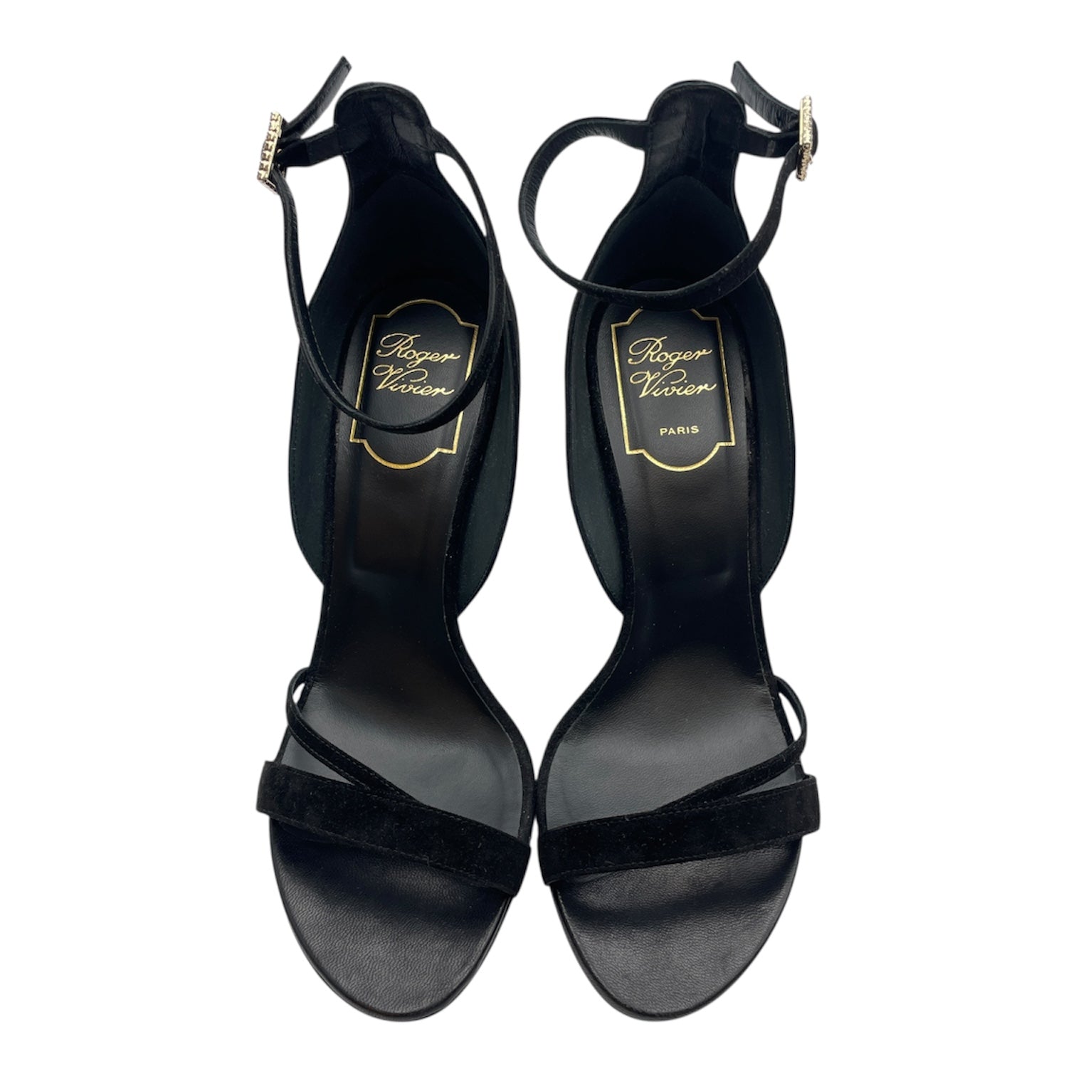 Suede 37 Black Heels , Gold hardware