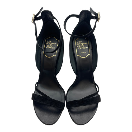 Suede 37 Black Heels , Gold hardware