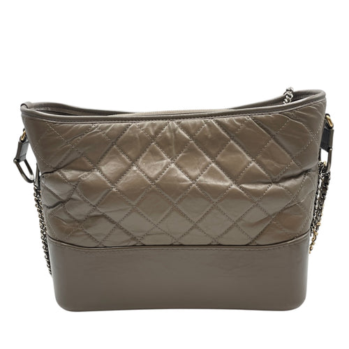 Gabrielle Large Grey Shoulder Bag in Calfskin, 3-Tone hardware