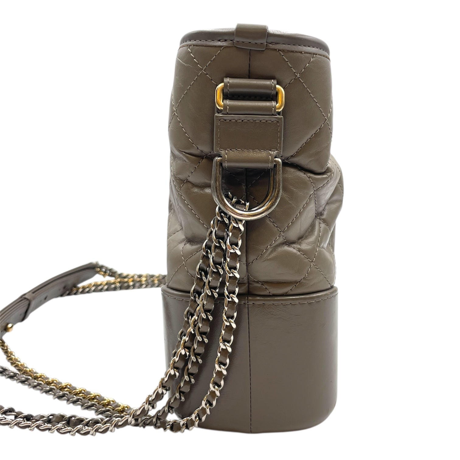 Gabrielle Large Grey Shoulder Bag in Calfskin, 3-Tone hardware