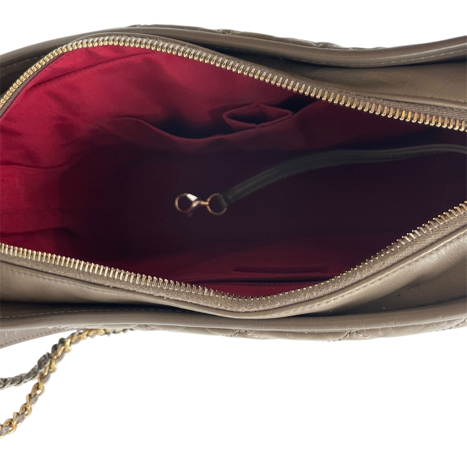 Gabrielle Large Grey Shoulder Bag in Calfskin, 3-Tone hardware