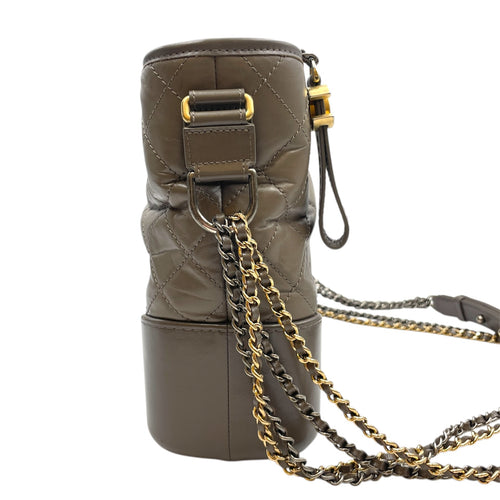 Gabrielle Large Grey Shoulder Bag in Calfskin, 3-Tone hardware