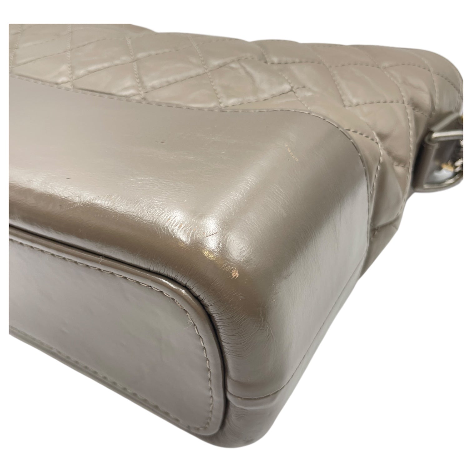 Gabrielle Large Grey Shoulder Bag in Calfskin, 3-Tone hardware