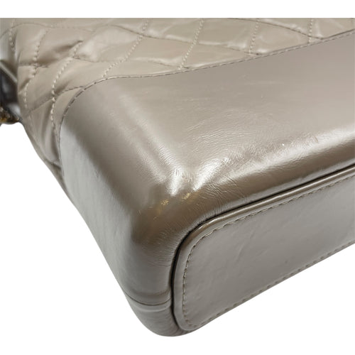 Gabrielle Large Grey Shoulder Bag in Calfskin, 3-Tone hardware