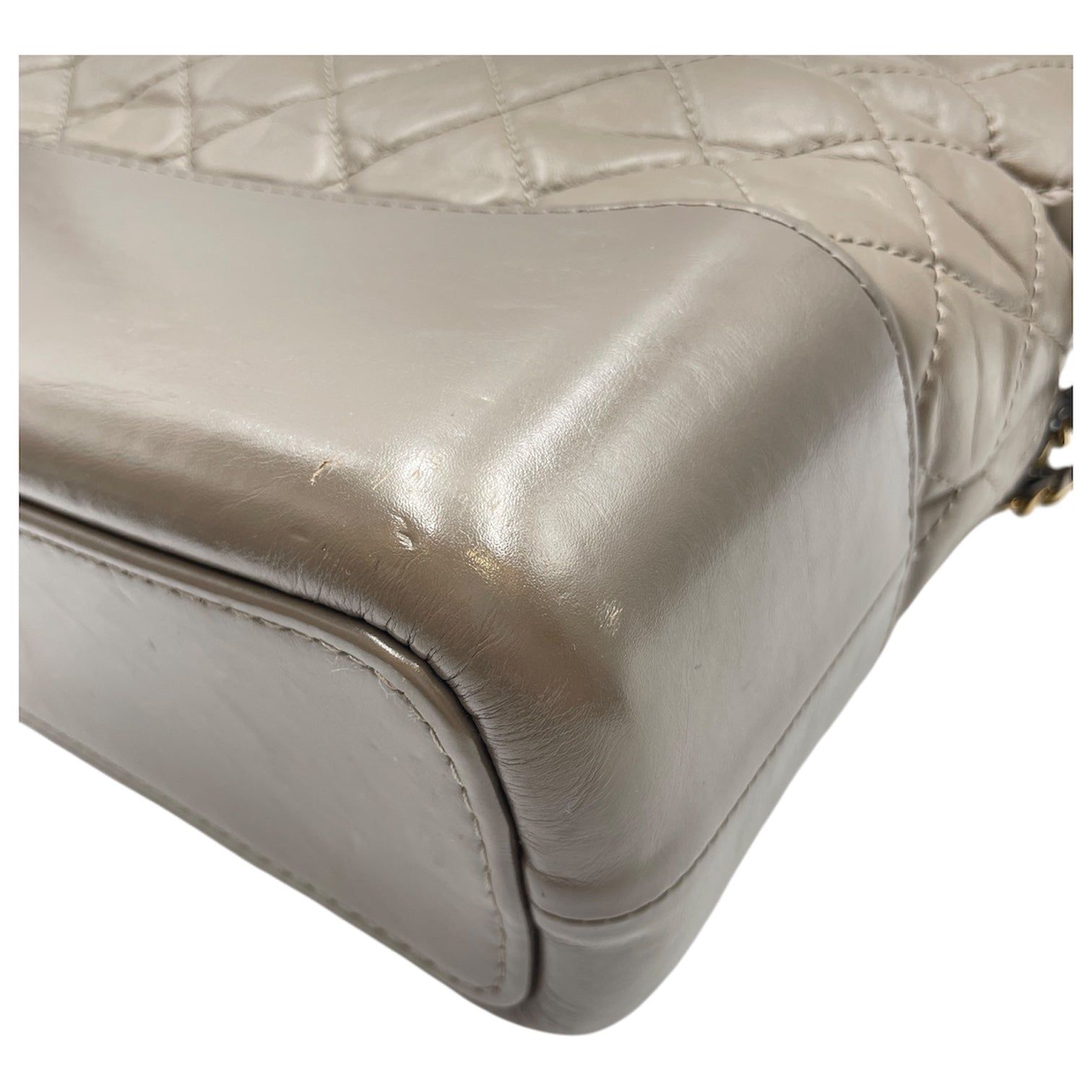 Gabrielle Large Grey Shoulder Bag in Calfskin, 3-Tone hardware