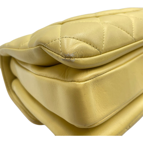 Trendy CC 25cm Yellow Shoulder Bag in Lambskin, Gold hardware