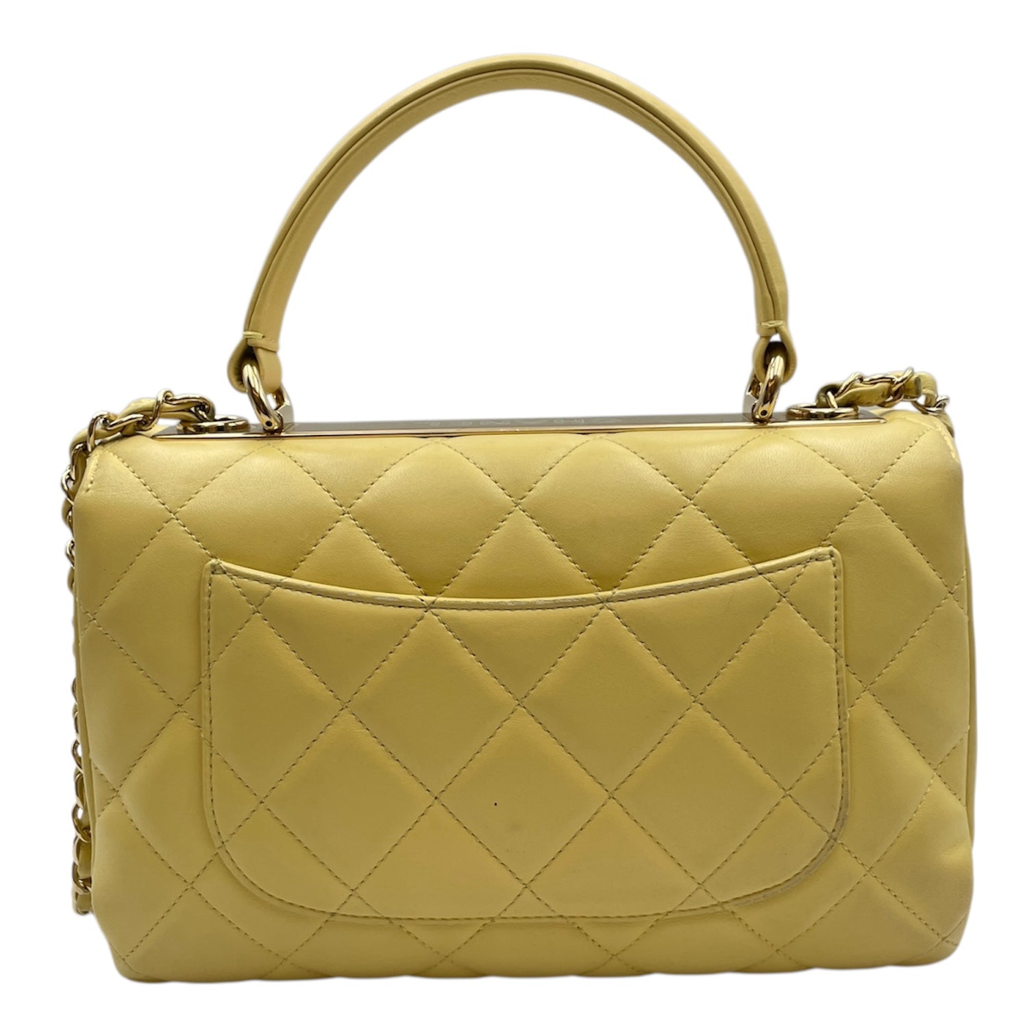 Trendy CC 25cm Yellow Shoulder Bag in Lambskin, Gold hardware
