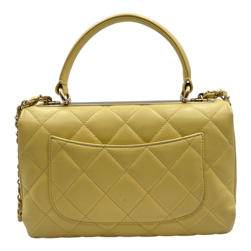 Trendy CC 25cm Yellow Shoulder Bag in Lambskin, Gold hardware