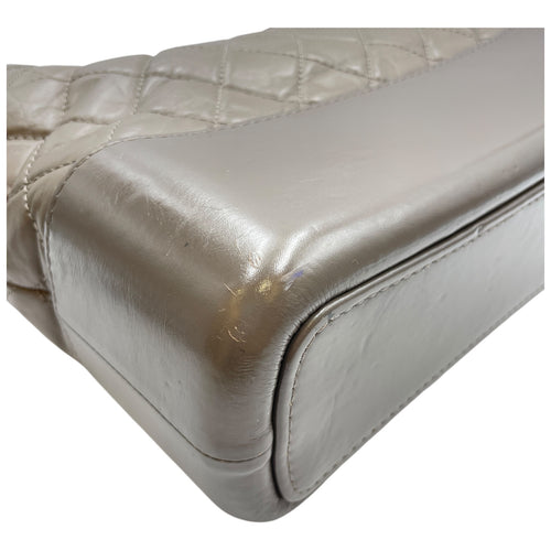 Gabrielle Large Grey Shoulder Bag in Calfskin, 3-Tone hardware