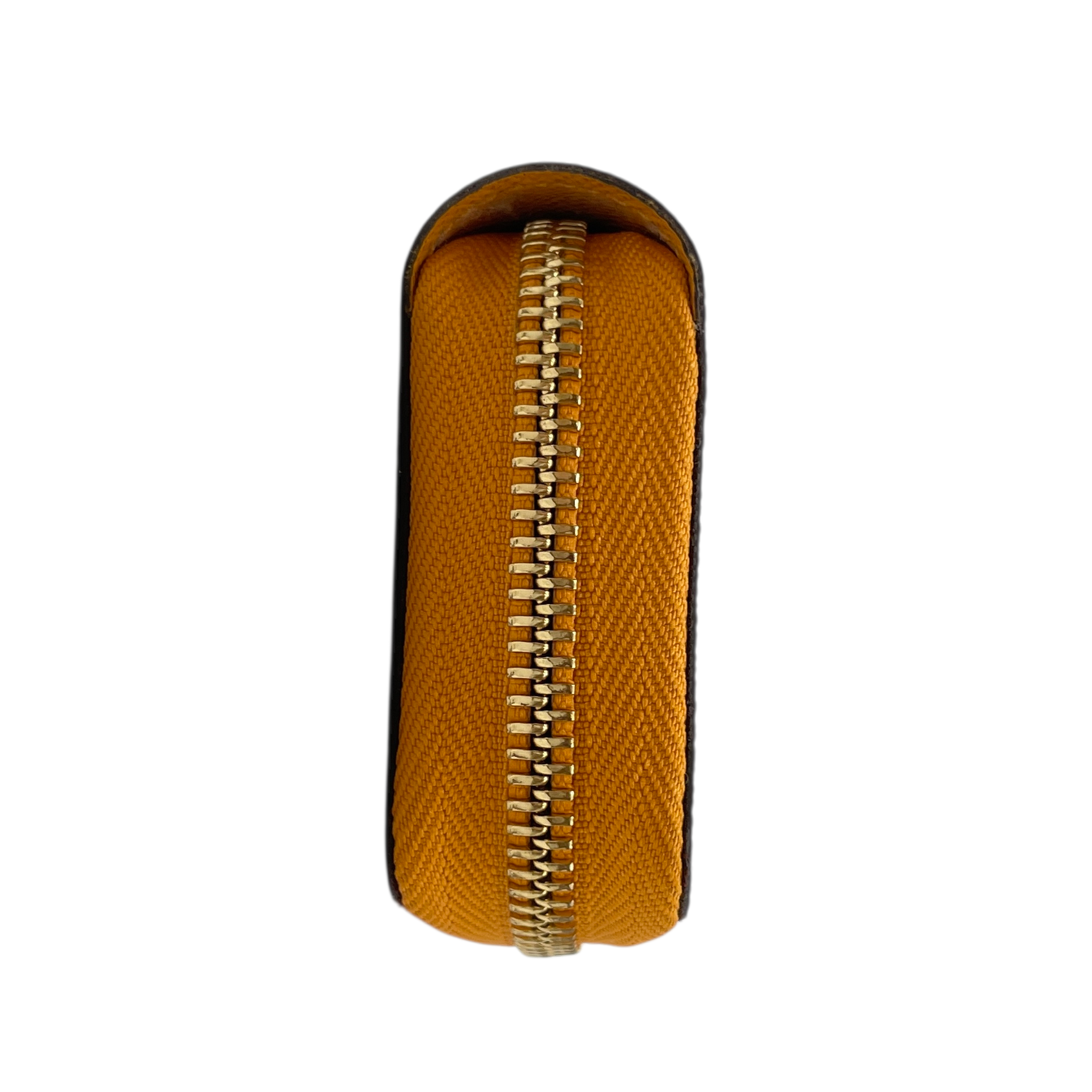 Romy Brown/Yellow Card Holder in Canvas, Gold hardware