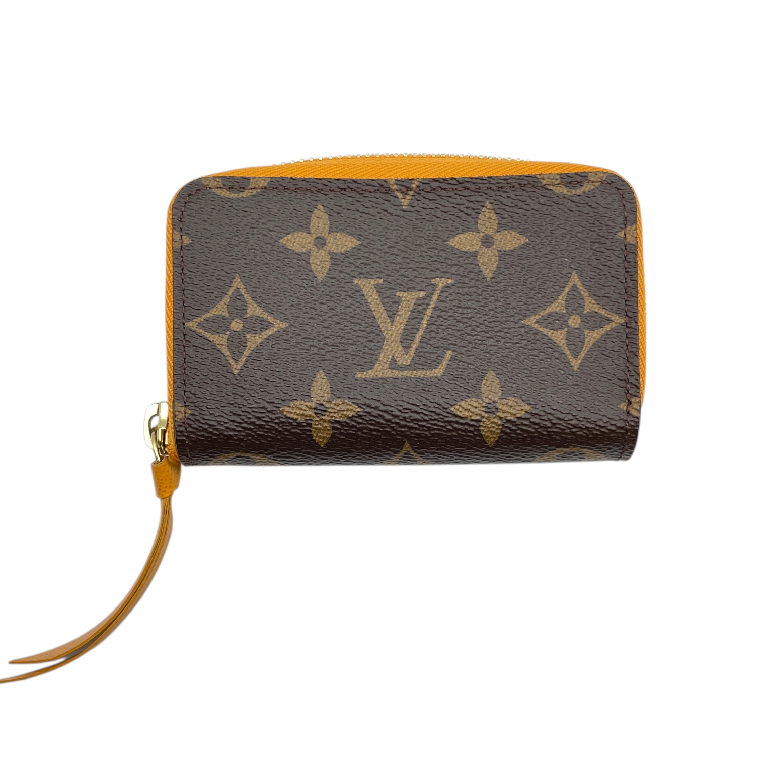 Romy Brown/Yellow Card Holder in Canvas, Gold hardware