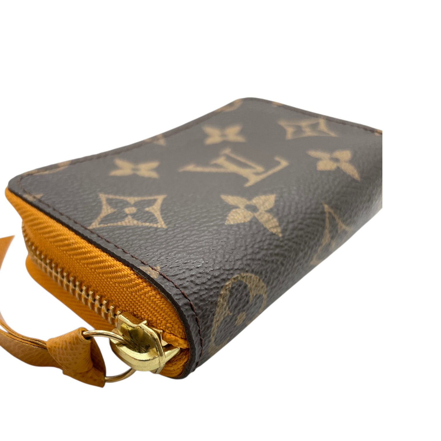 Romy Brown/Yellow Card Holder in Canvas, Gold hardware