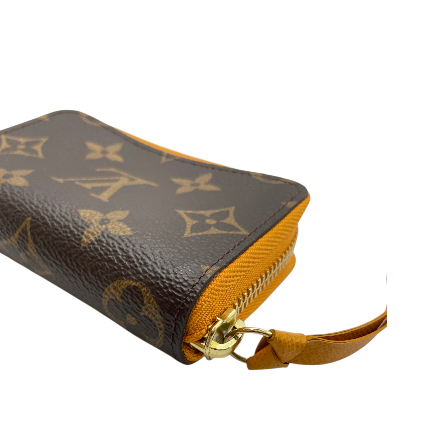 Romy Brown/Yellow Card Holder in Canvas, Gold hardware