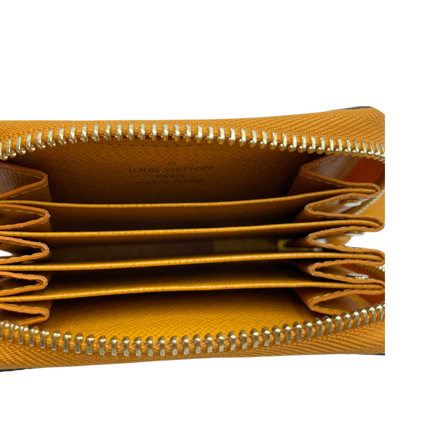 Romy Brown/Yellow Card Holder in Canvas, Gold hardware