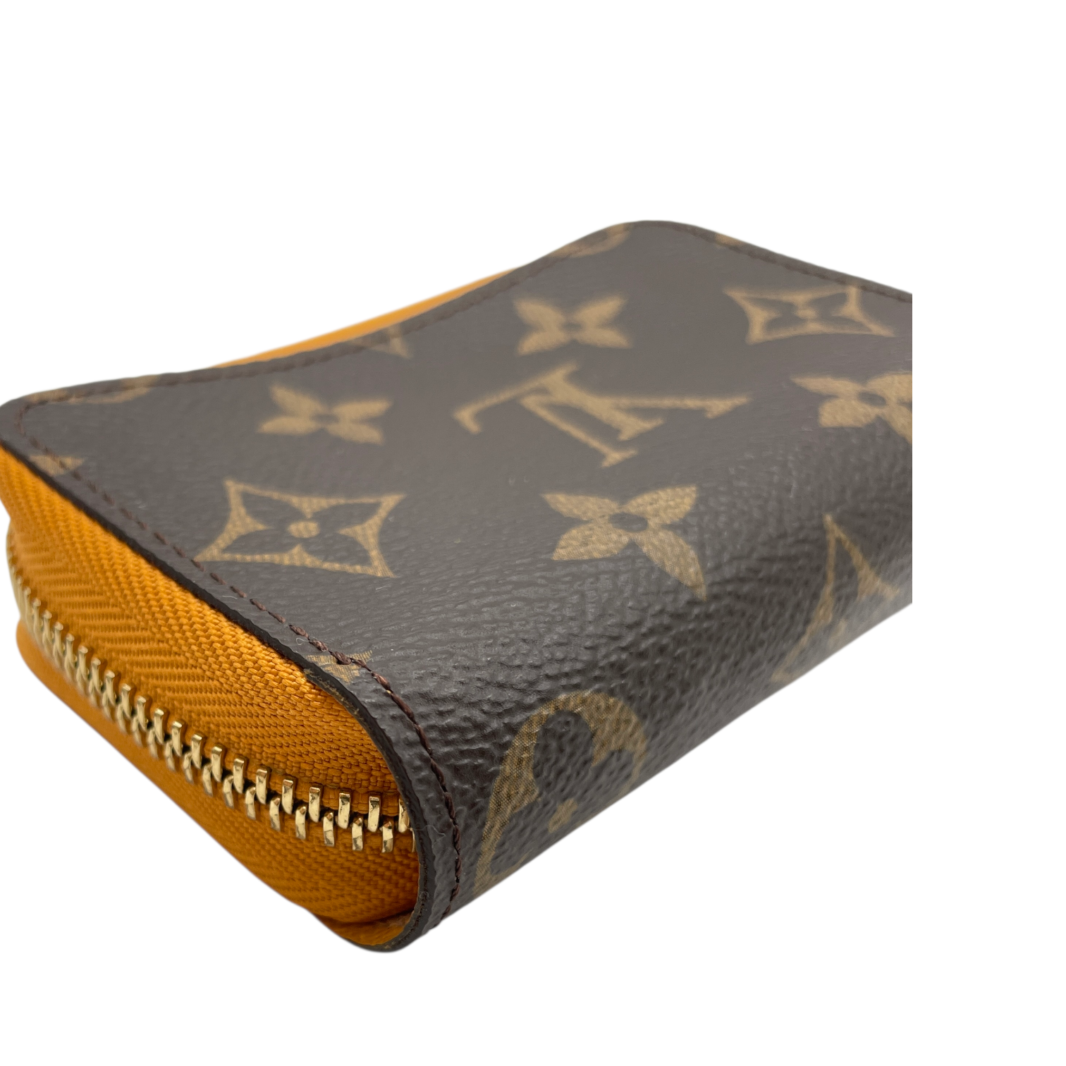 Romy Brown/Yellow Card Holder in Canvas, Gold hardware