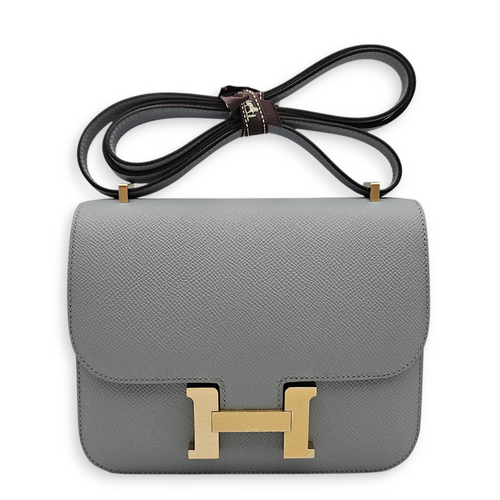 Constance Mirror 18 Gris Pantin in Epsom, Brushed Gold hardware