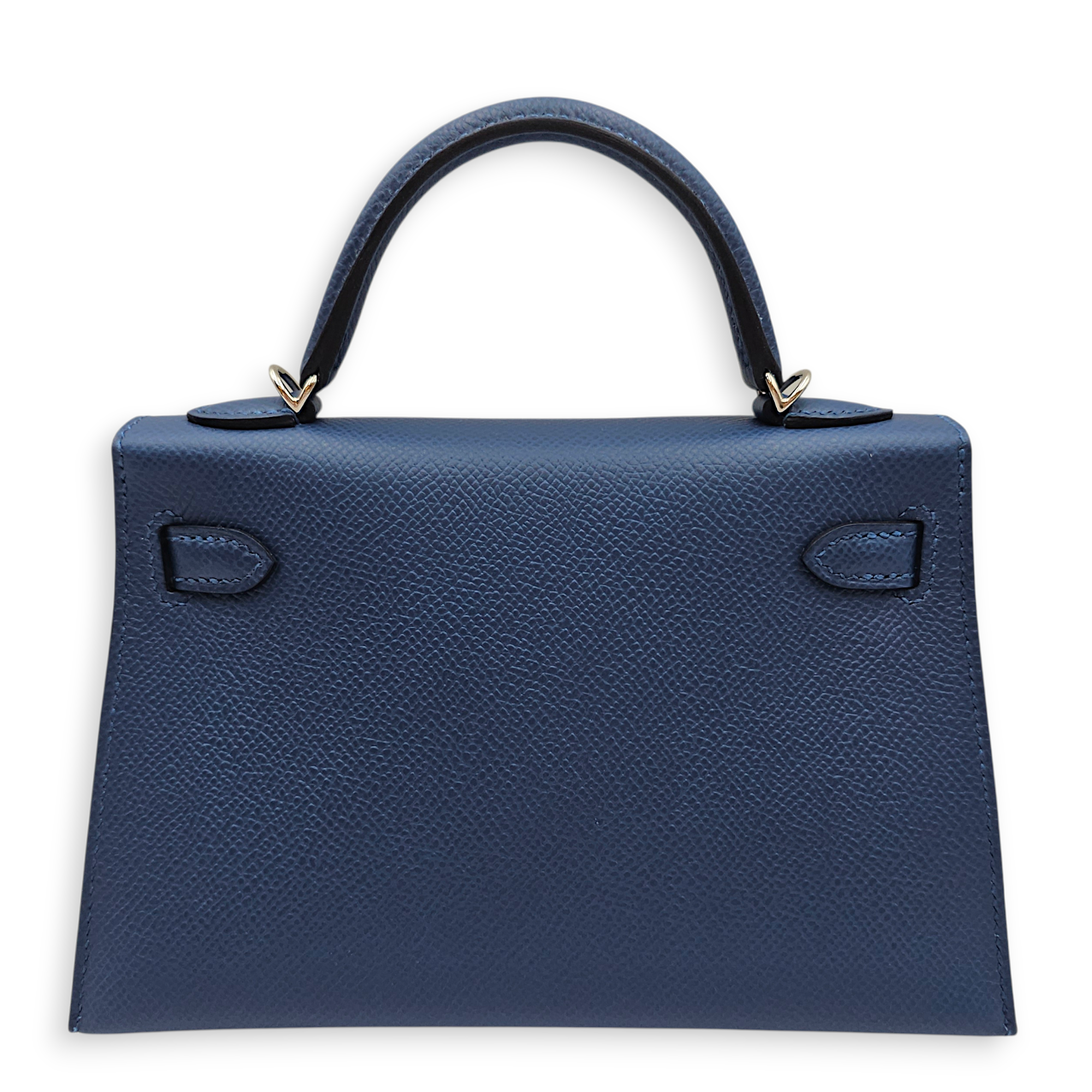 Sellier Kelly 20 Blue Tie in Epsom, Palladium hardware