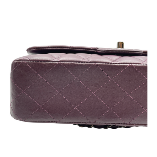 Classic Double Flap Medium Red Shoulder Bag in Lambskin, Silver hardware