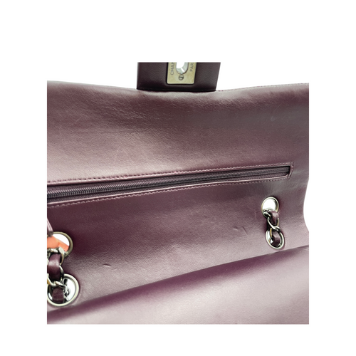 Classic Double Flap Medium Red Shoulder Bag in Lambskin, Silver hardware