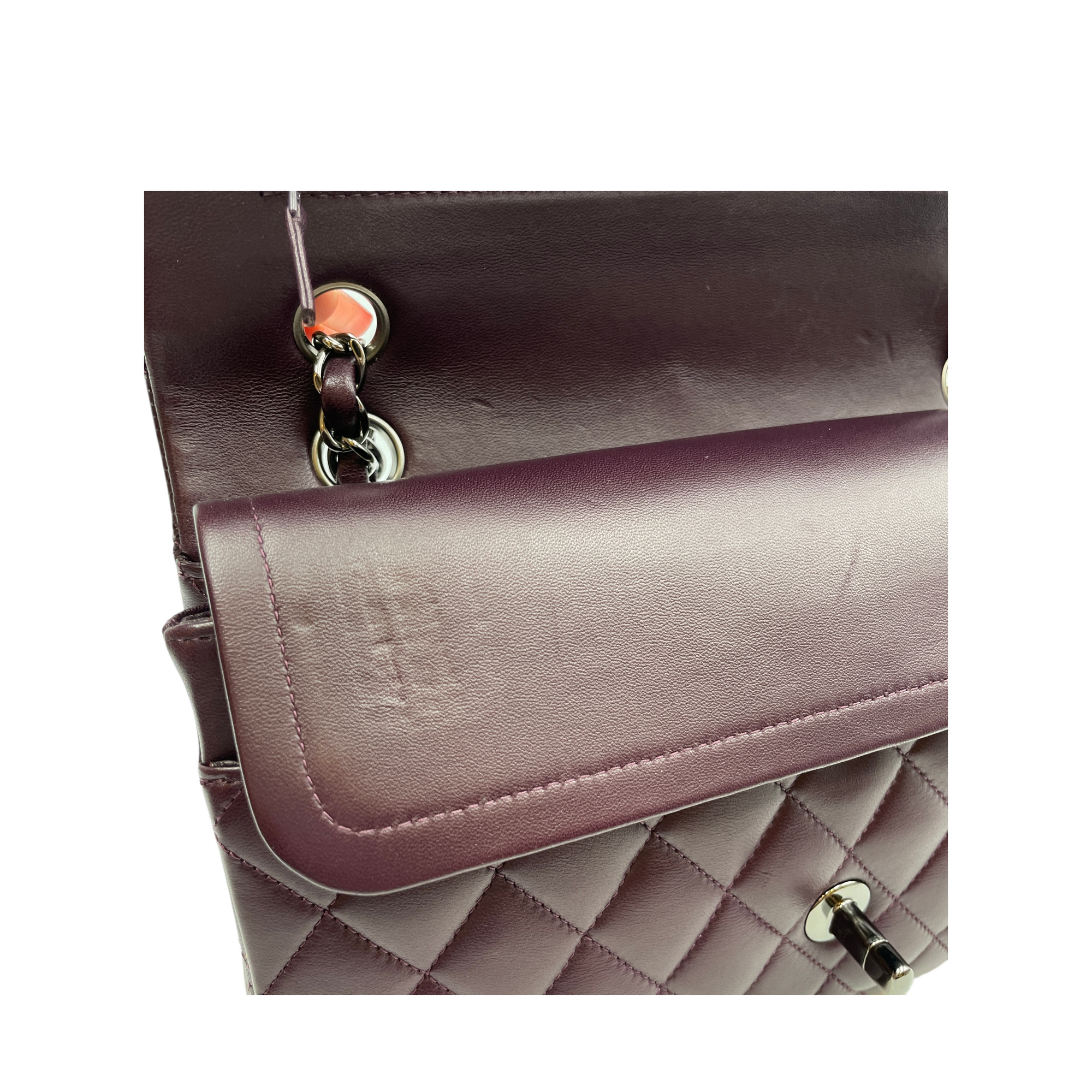 Classic Double Flap Medium Red Shoulder Bag in Lambskin, Silver hardware