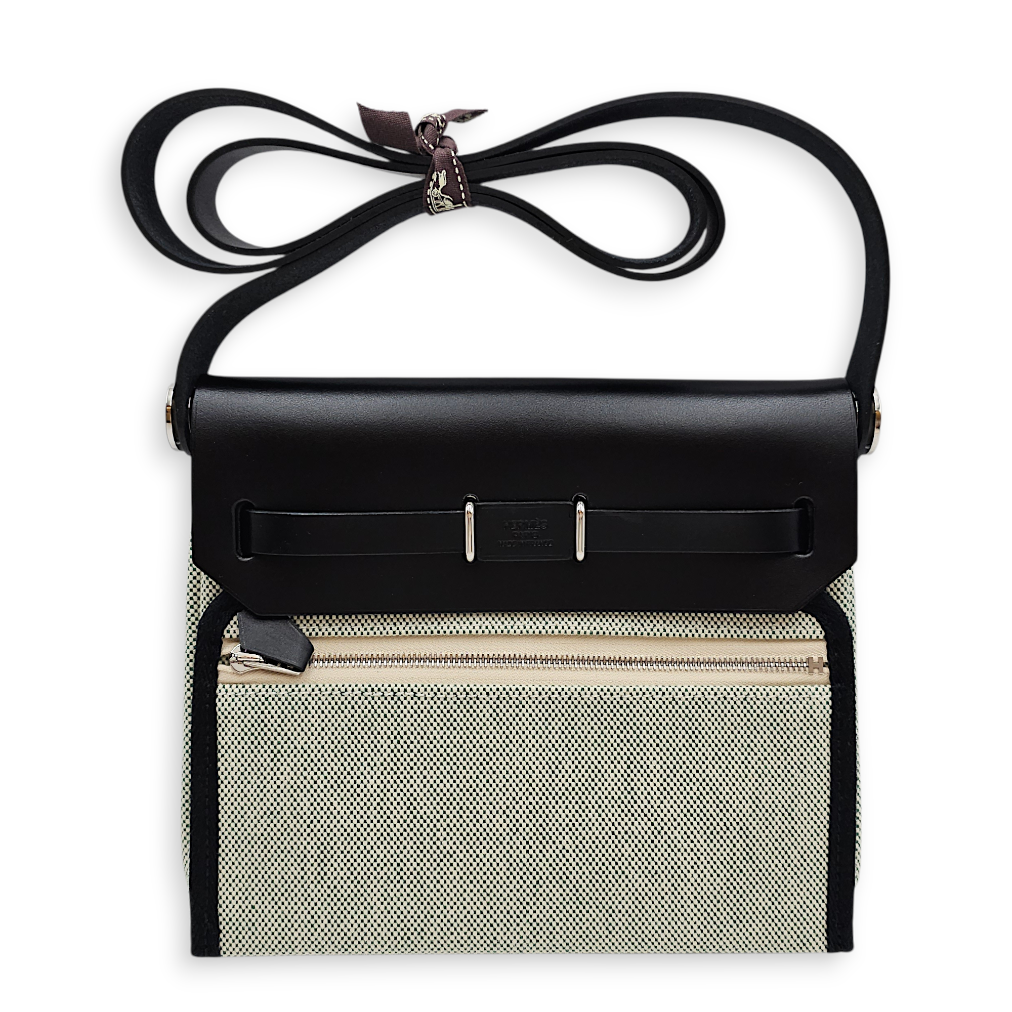 Herbag 20 Black/Ecru-Vert Moyen in Vache Hunter/Toile, Palladium hardware