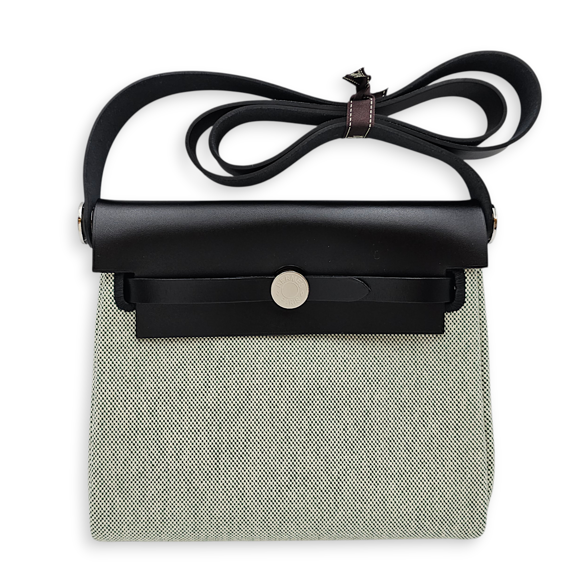 Herbag 20 Black/Ecru-Vert Moyen in Vache Hunter/Toile, Palladium hardware