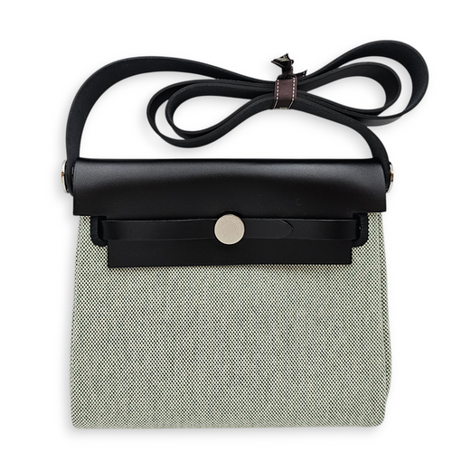 Herbag 20 Black/Ecru-Vert Moyen in Vache Hunter/Toile, Palladium hardware