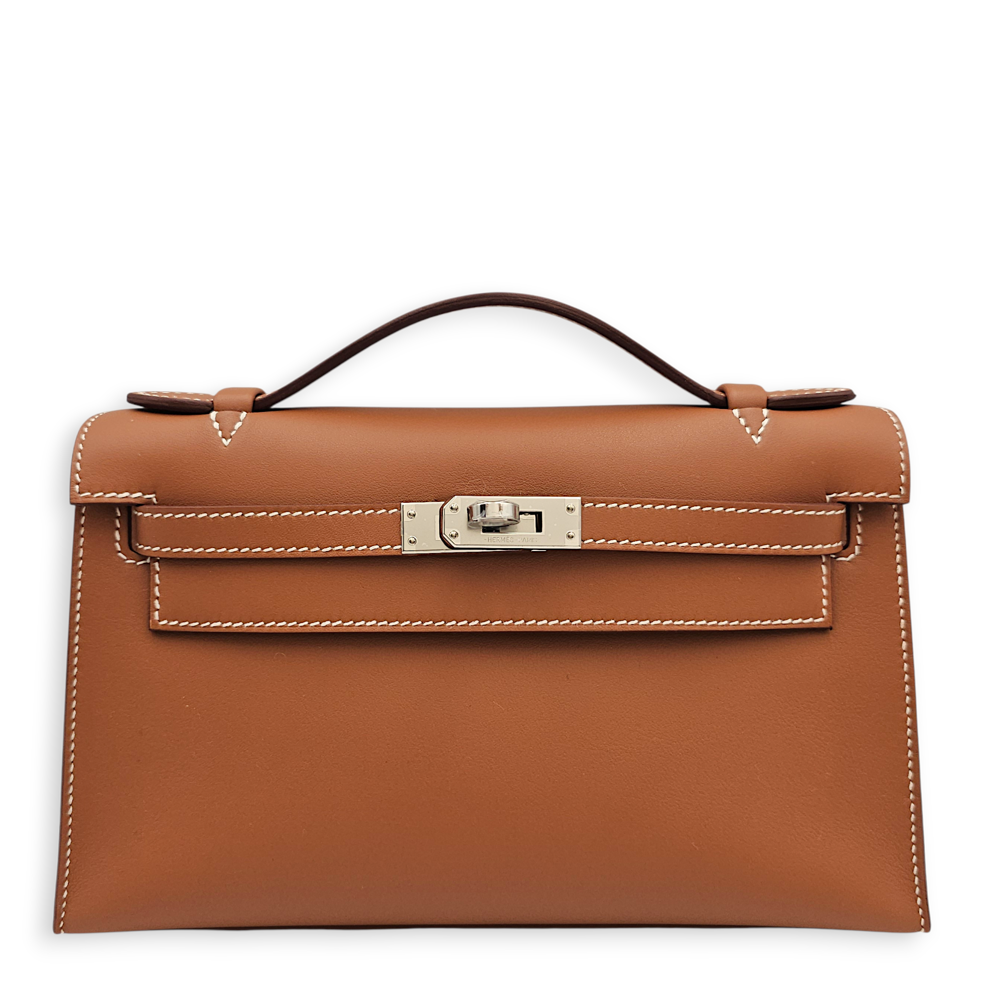 Kelly Pochette Gold in Swift, Palladium hardware