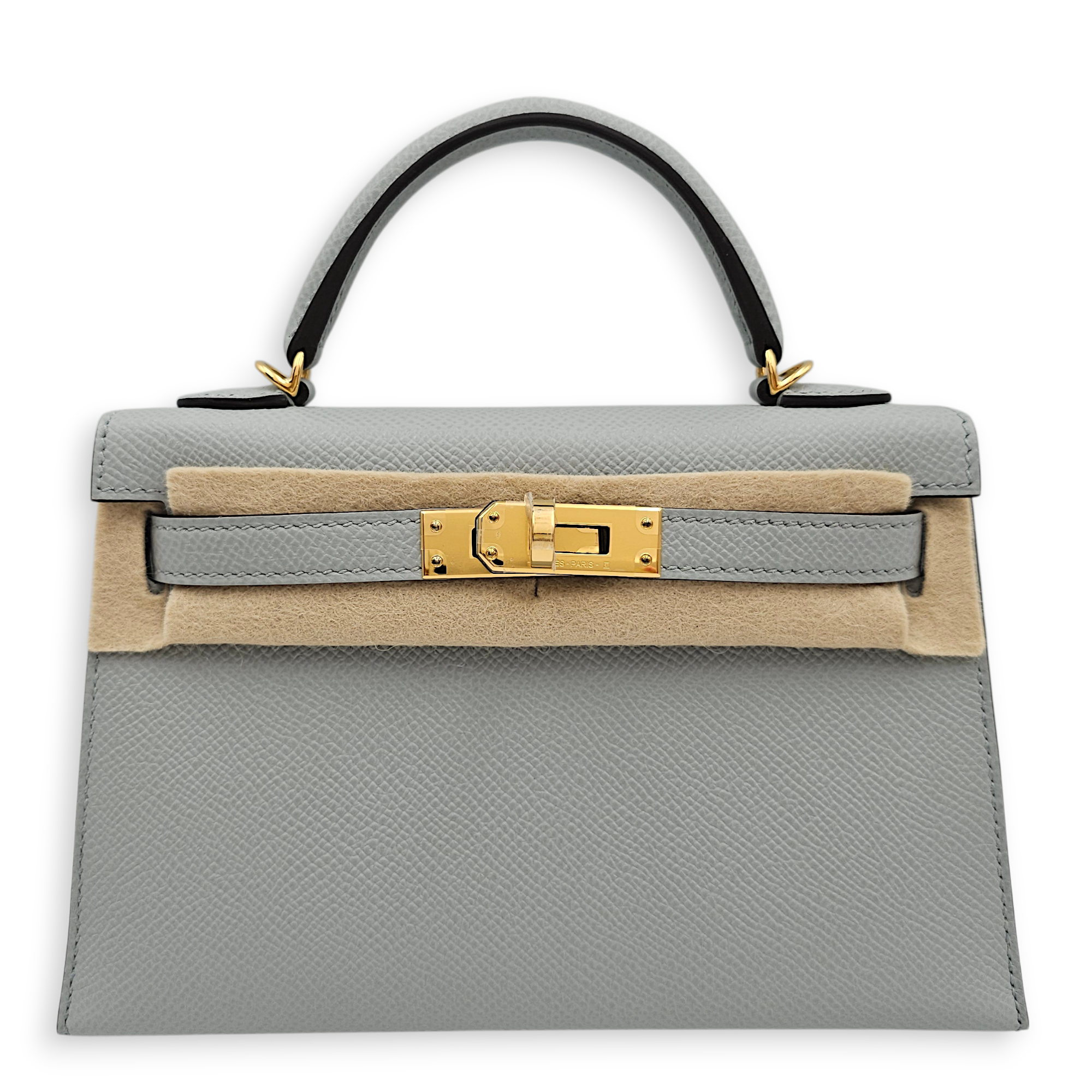 Sellier Kelly 20 Blue Glacier in Epsom, Gold hardware