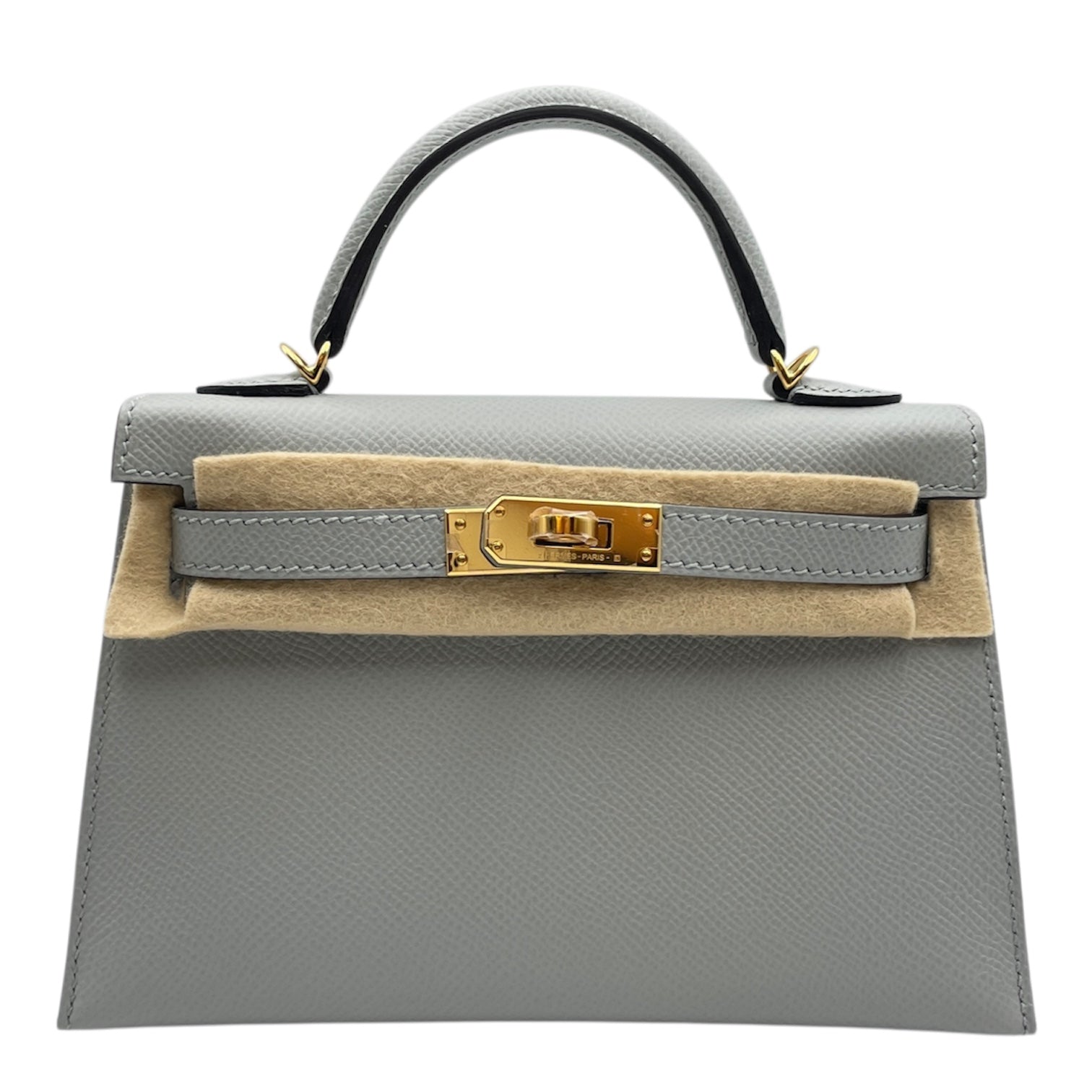 Sellier Kelly 20 Blue Glacier in Epsom, Gold hardware