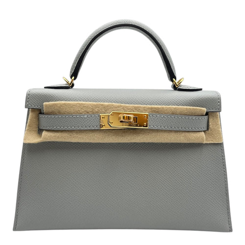 Sellier Kelly 20 Blue Glacier in Epsom, Gold hardware