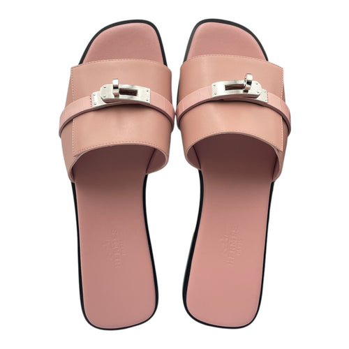 Giulia 38 Rose Aquarelle Sandals in Calf/Matte Alligator, Palladium hardware