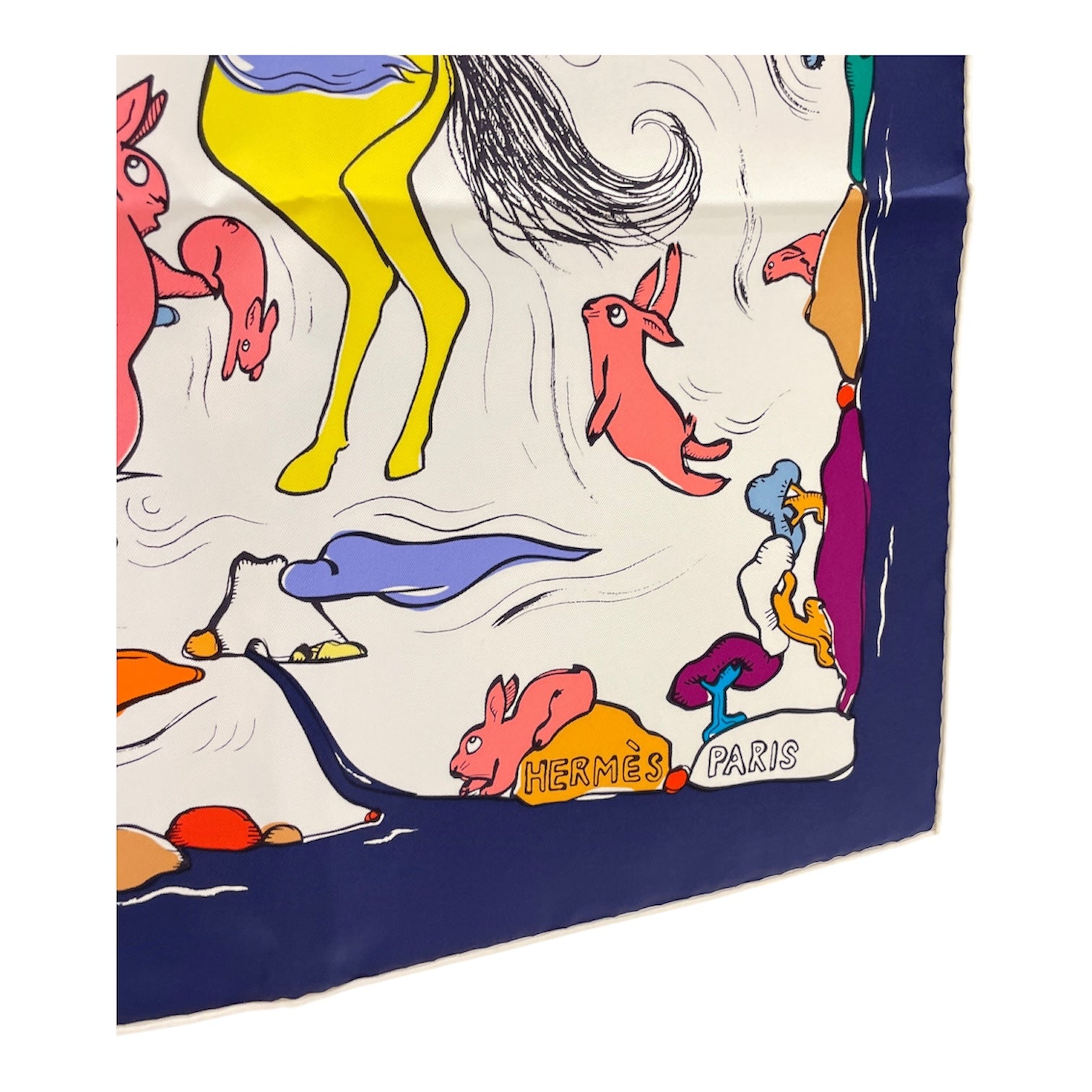 Mille Et Un Lapins 90 Blue/Rose Scarf in Silk