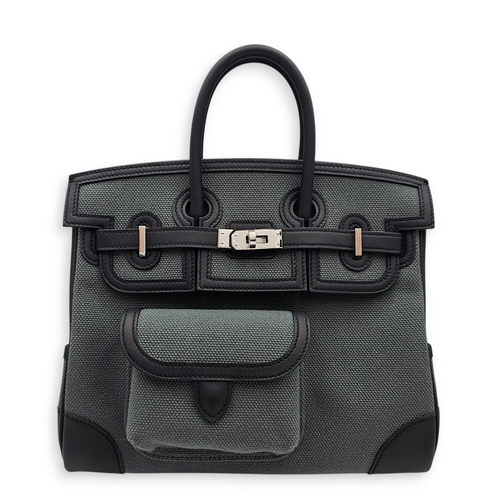 Cargo Birkin 25 Vert Mangrove in Swift, Palladium hardware