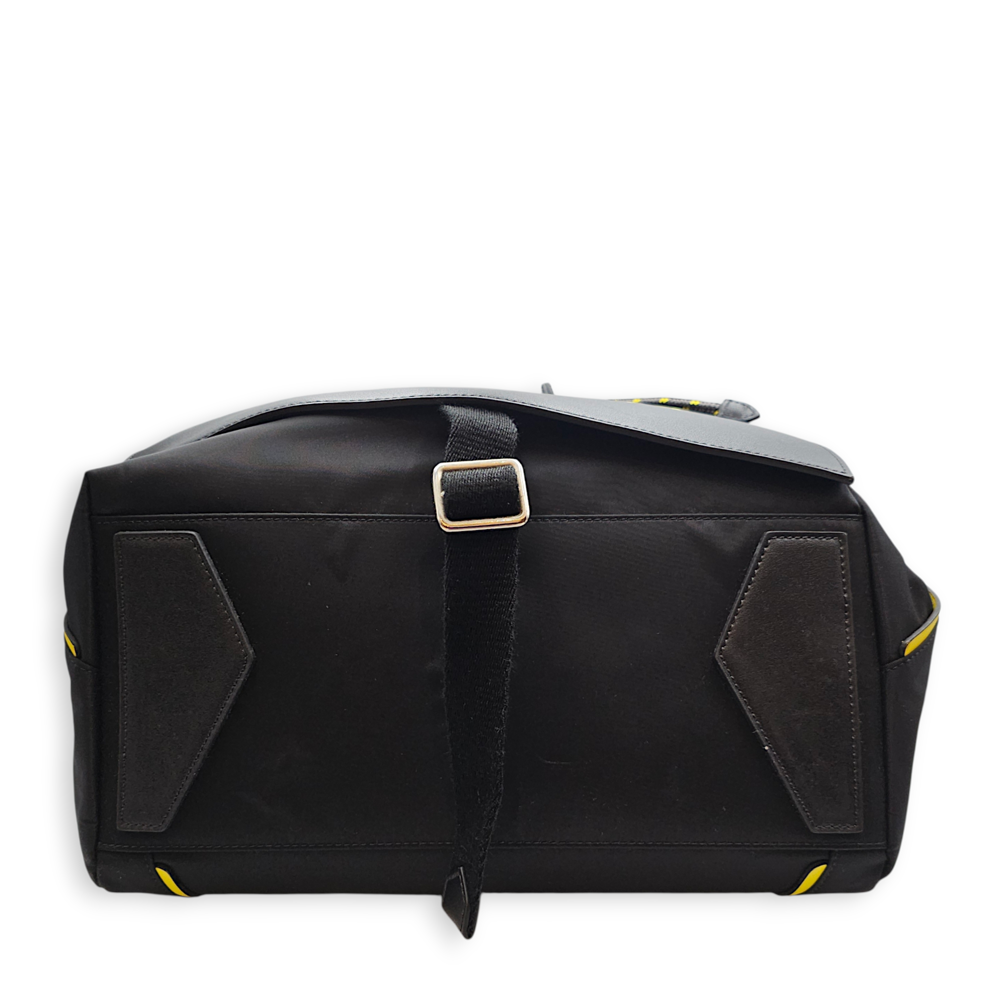 Large Black/Green Backpack in Canvas, Silver hardware