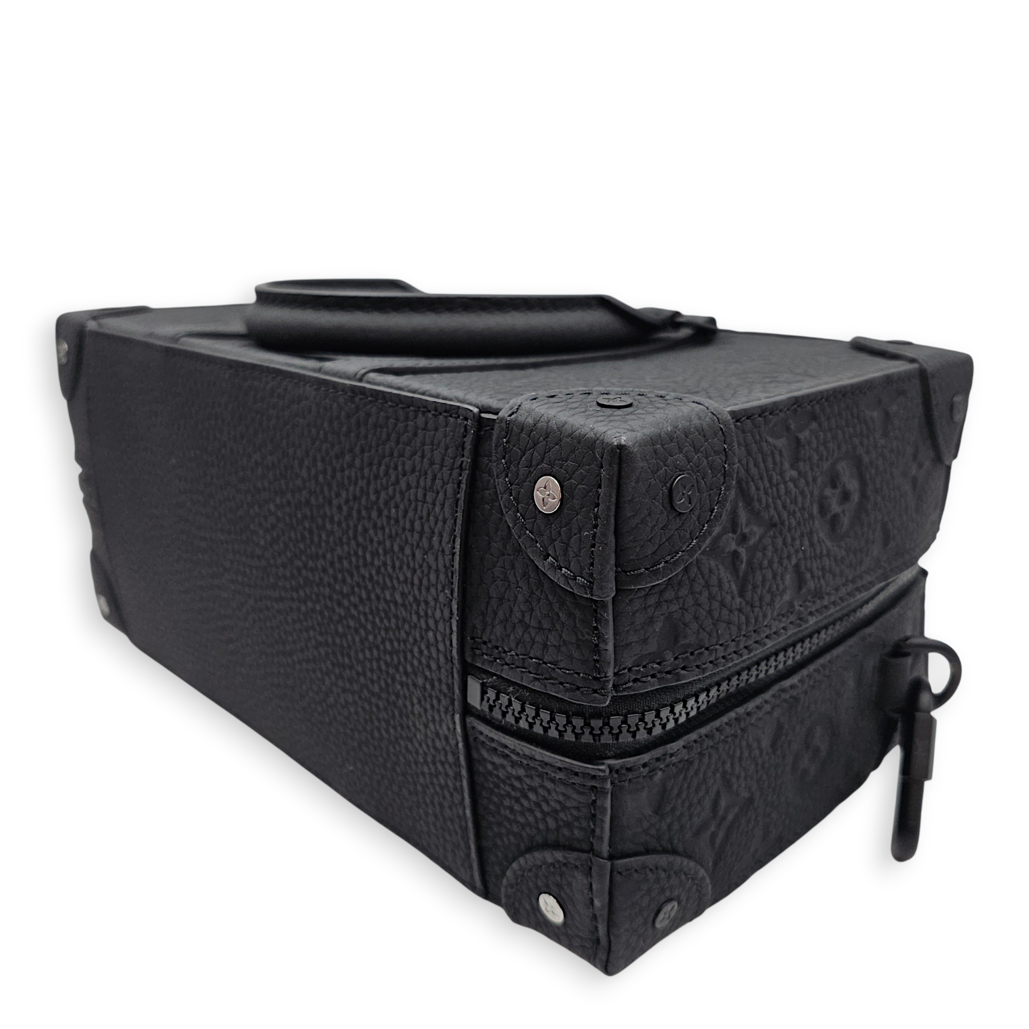 Speedy soft trunk Black Crossbody Bag in Empriente Leather, Gunmetal hardware