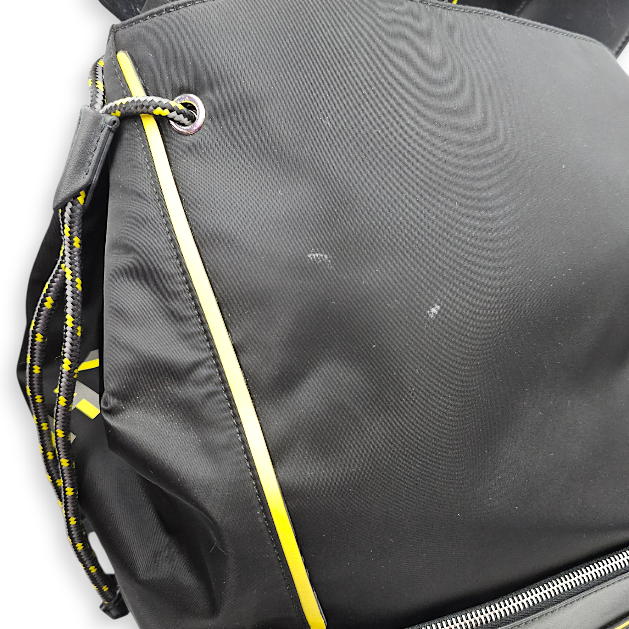 Large Black/Green Backpack in Canvas, Silver hardware