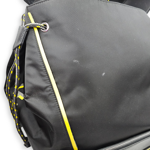 Large Black/Green Backpack in Canvas, Silver hardware