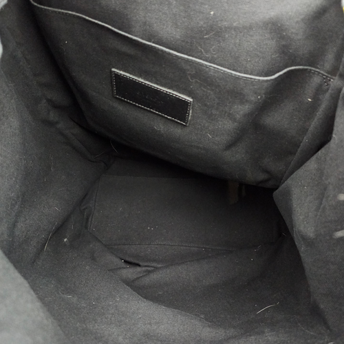 Large Black/Green Backpack in Canvas, Silver hardware