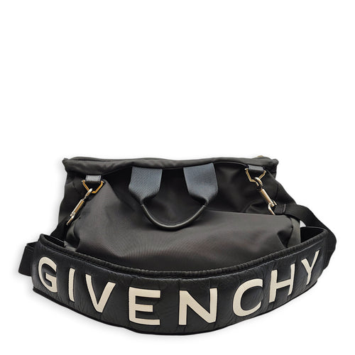 Pandora Medium Grey Messenger Bag in Canvas, Silver hardware