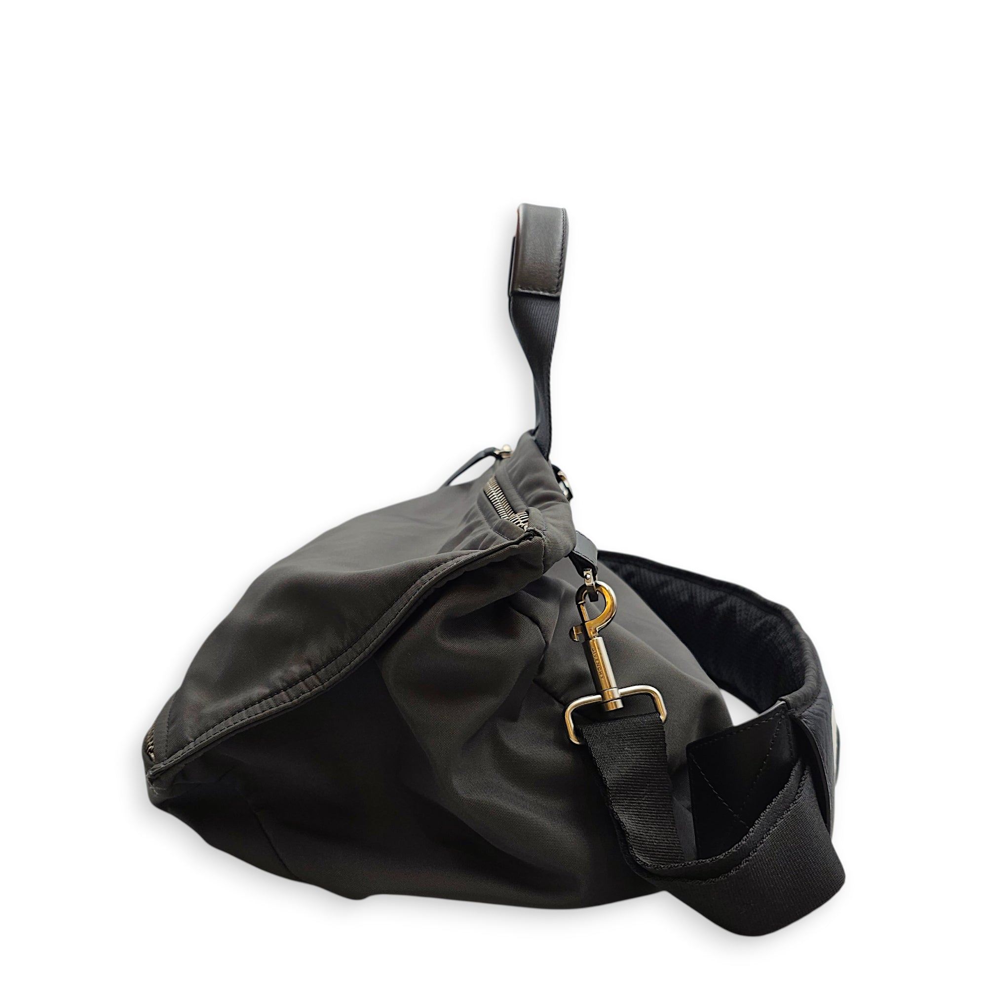 Pandora Medium Grey Messenger Bag in Canvas, Silver hardware