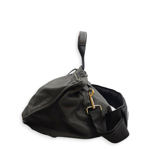 Pandora Medium Grey Messenger Bag in Canvas, Silver hardware