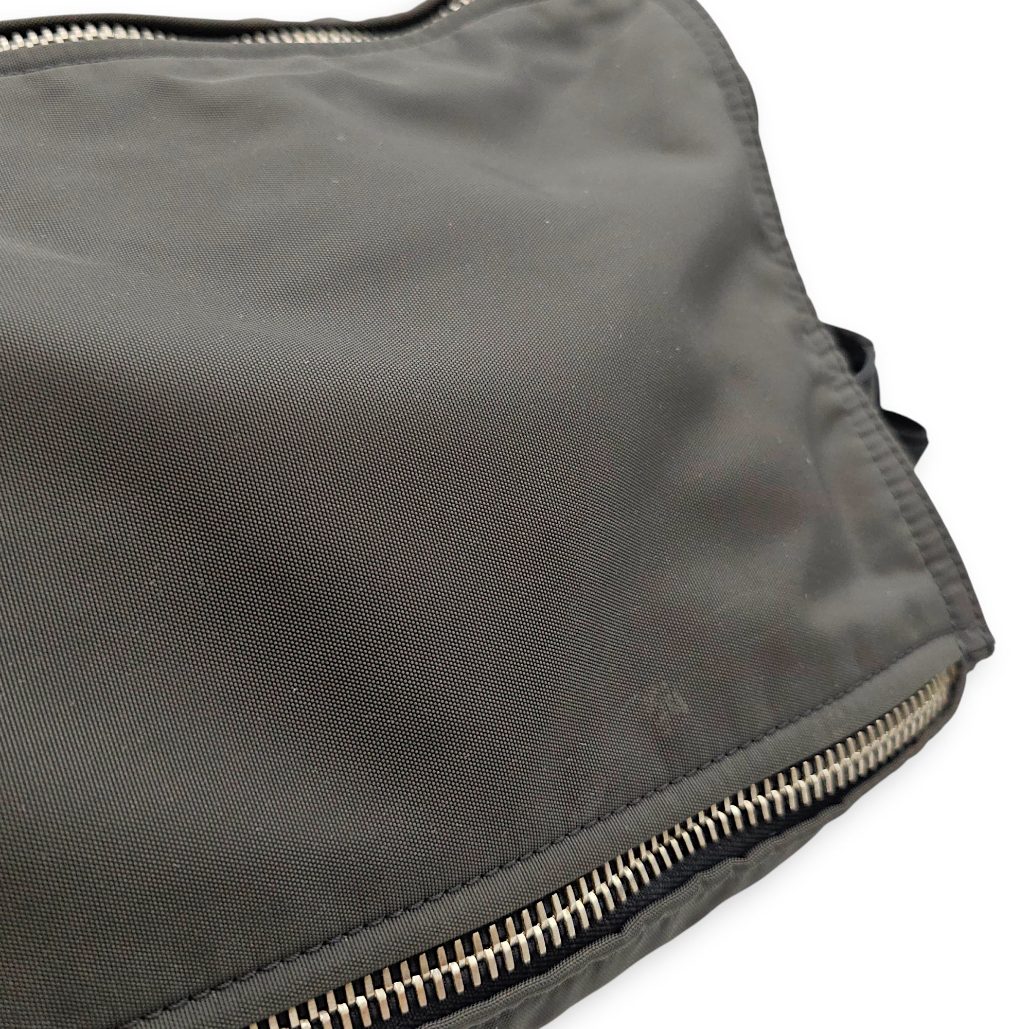 Pandora Medium Grey Messenger Bag in Canvas, Silver hardware