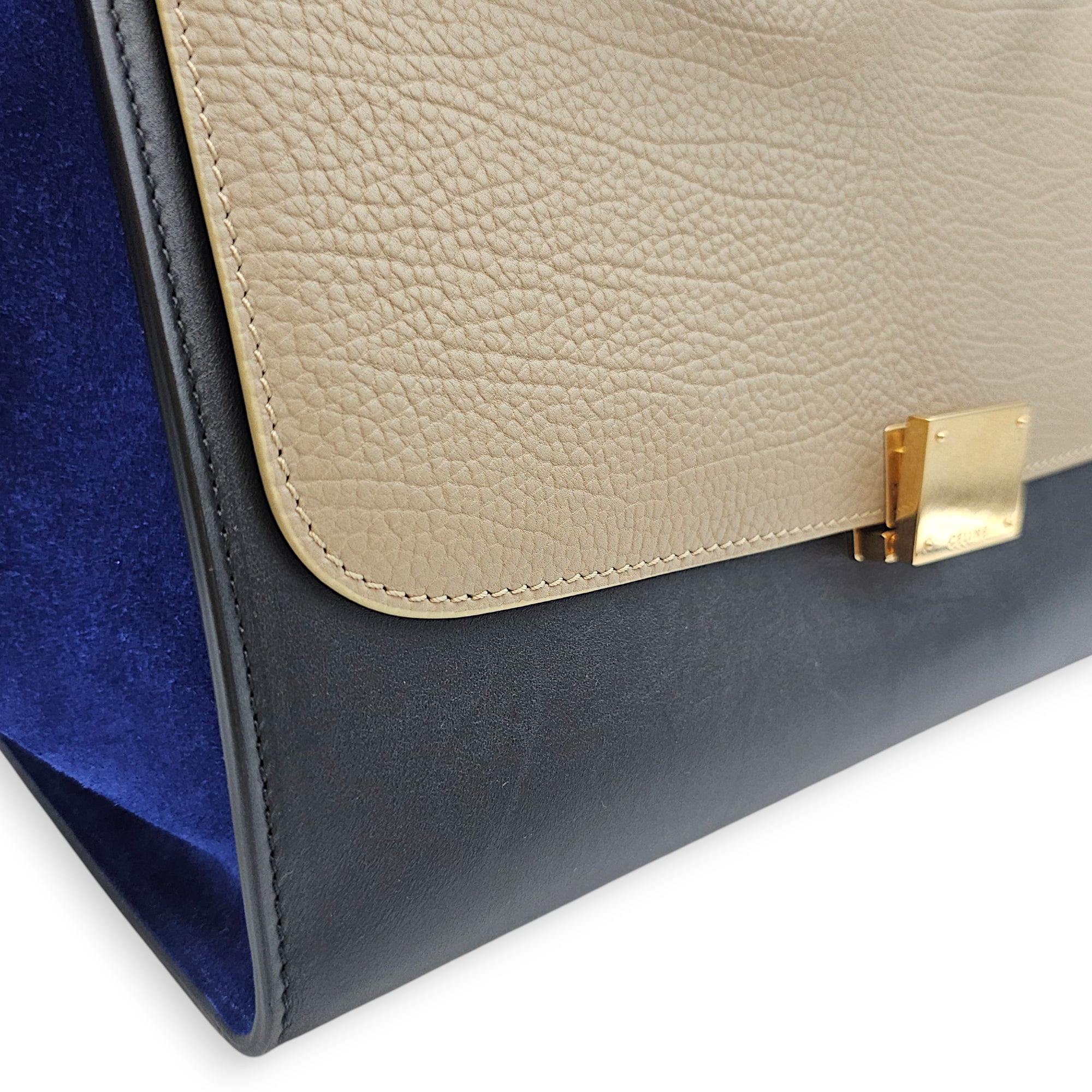 Trapeze  Large  Beige/Blue/Grey Shoulder Bag in Calfskin Gold hardware CL2512-17812 6