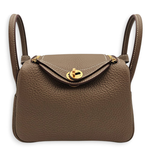 Lindy Mini Etoupe in Clemence, Gold hardware