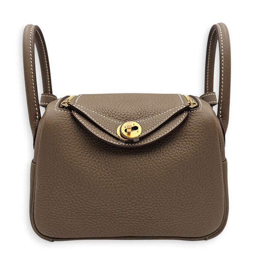 Lindy II Mini Etoupe in Clemence, Gold hardware