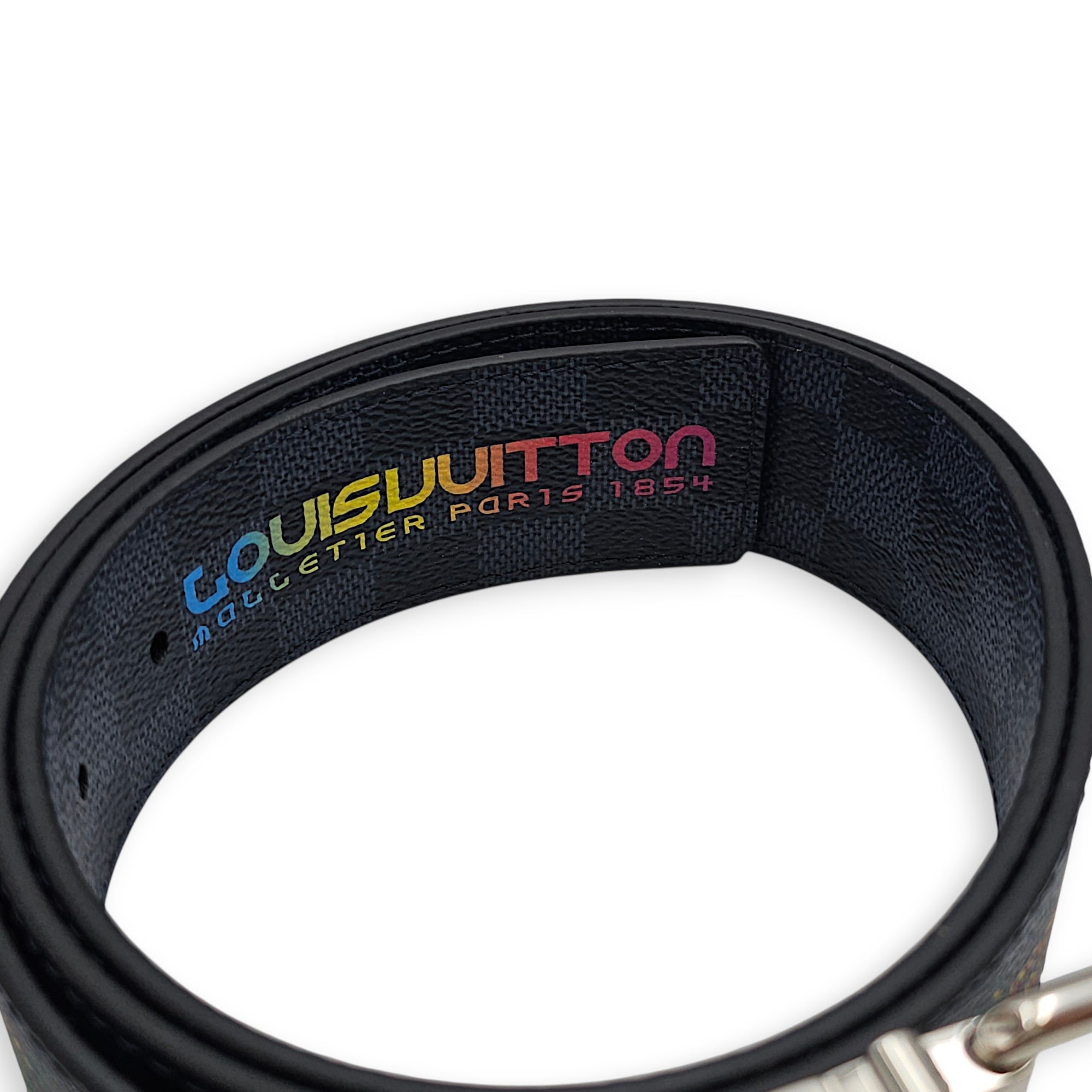 Damier Cobalt Jungle Reversible 90cm Multi-color Belt in Canvas, Silver hardware